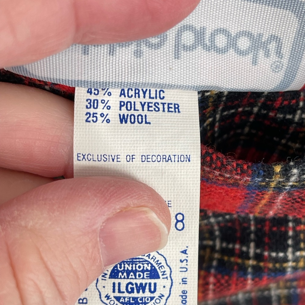 Vintage Bobbie Brooks Union Made Skirt Set Red Plaid Size 7/8 Wool Blend - Picture 8 of 10